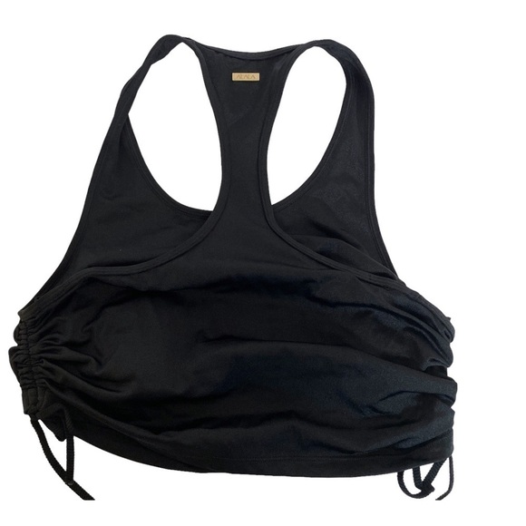 ALALA Sports Top Medium Black Racer Back Tank Ruched Side Ties - Picture 2 of 7